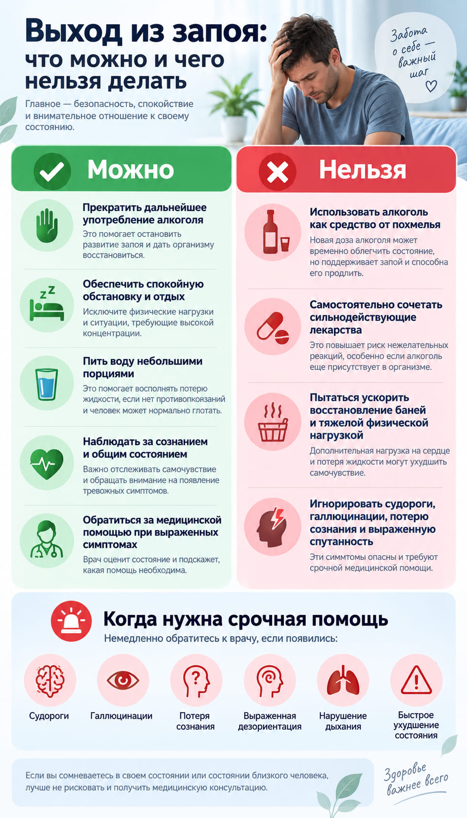 Как правильно выйти из запоя: что можно и нельзя делать самостоятельно